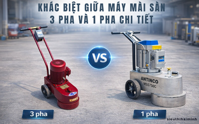 Khác biệt giữa máy mài sàn 3 pha và 1 pha