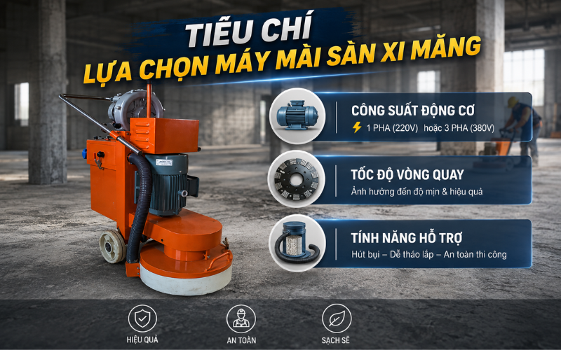 Tiêu chí lựa chọn máy mài sàn xi măng năm 2026
