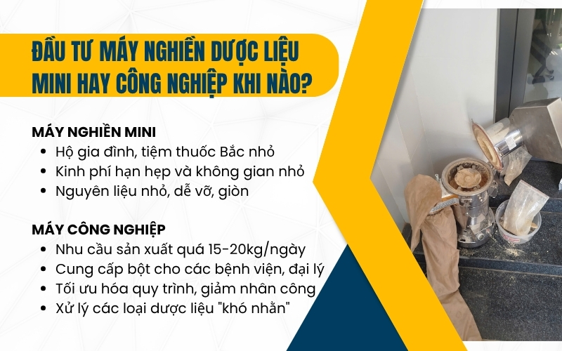 Đầu tư máy nghiền dược liệu mini hay công nghiệp khi nào?