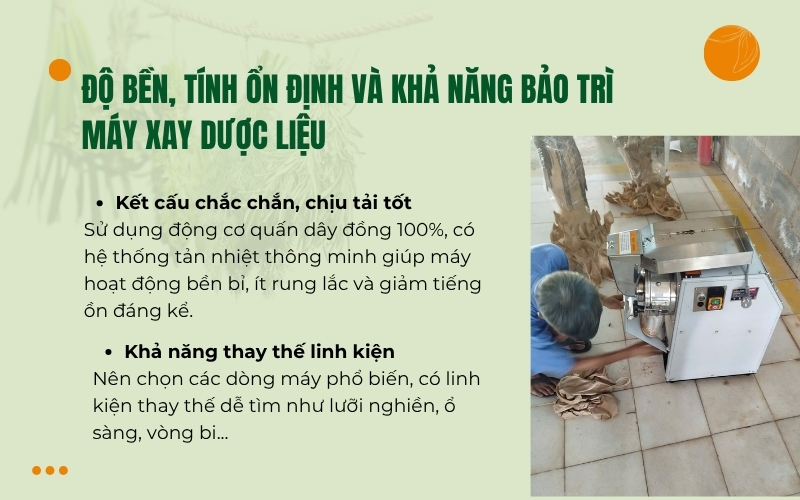 Độ bền, tính ổn định và khả năng bảo trì máy xay dược liệu