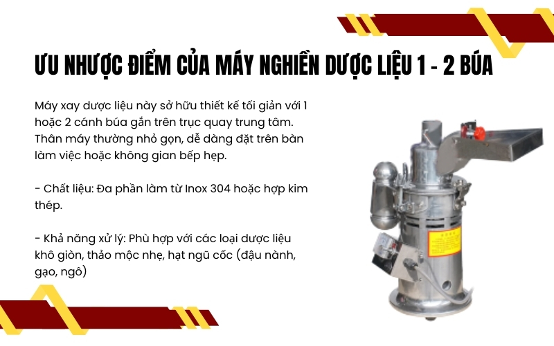 Ưu nhược điểm của máy nghiền dược liệu 1 - 2 búa