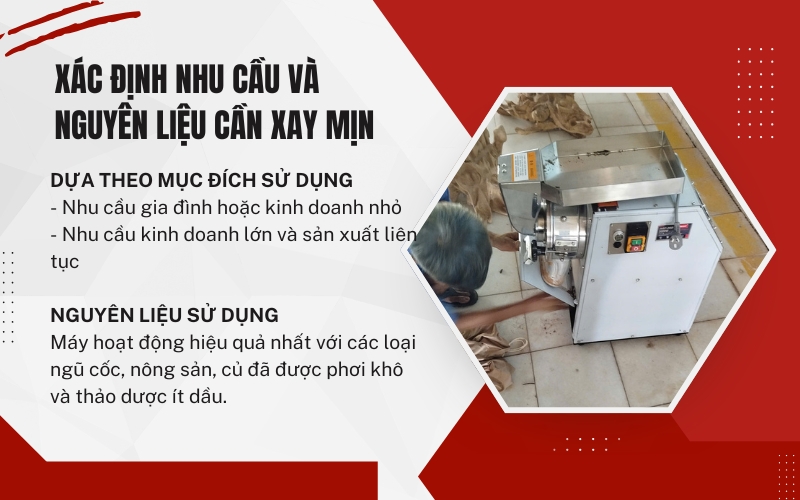 Xác định nhu cầu và nguyên liệu cần xay mịn