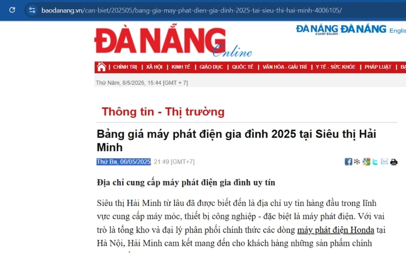 Baodanang.vn - Lý do nên chọn máy phát gia đình từ Hải Minh