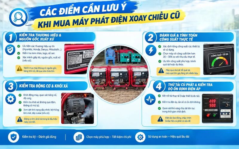 Các điểm cần lưu ý khi mua máy phát điện xoay chiều cũ