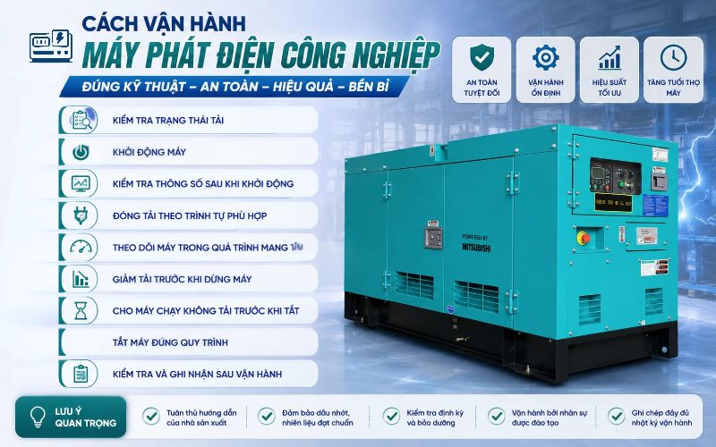 Cách vận hành máy phát điện công nghiệp đúng kỹ thuật 