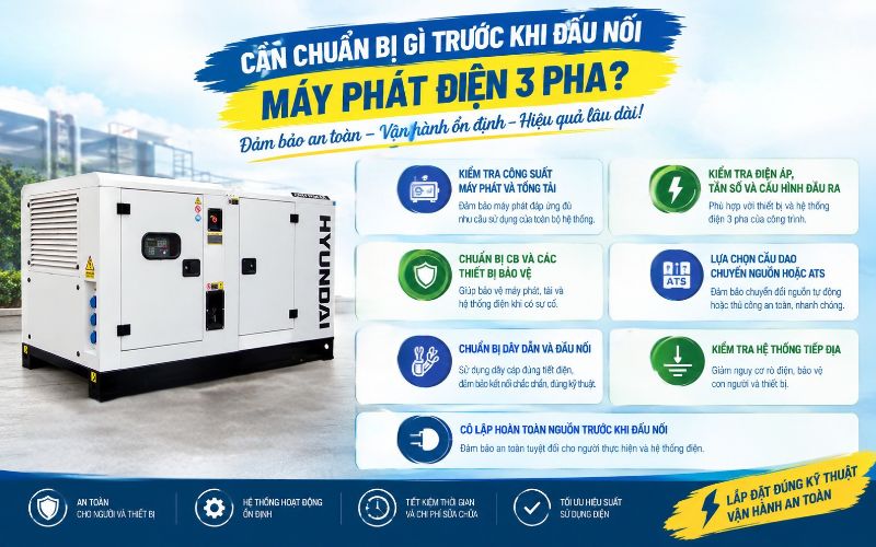 Cần chuẩn bị gì trước khi đấu nối máy phát điện 3 pha?