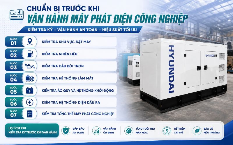 Chuẩn bị trước khi vận hành máy phát điện công nghiệp