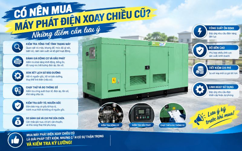 Có nên mua máy phát điện xoay chiều cũ? Những điểm cần lưu ý
