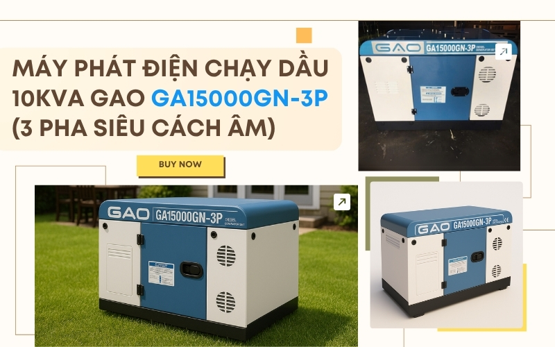 Máy Phát Điện Chạy Dầu 10kVA GAO GA15000GN-3P 