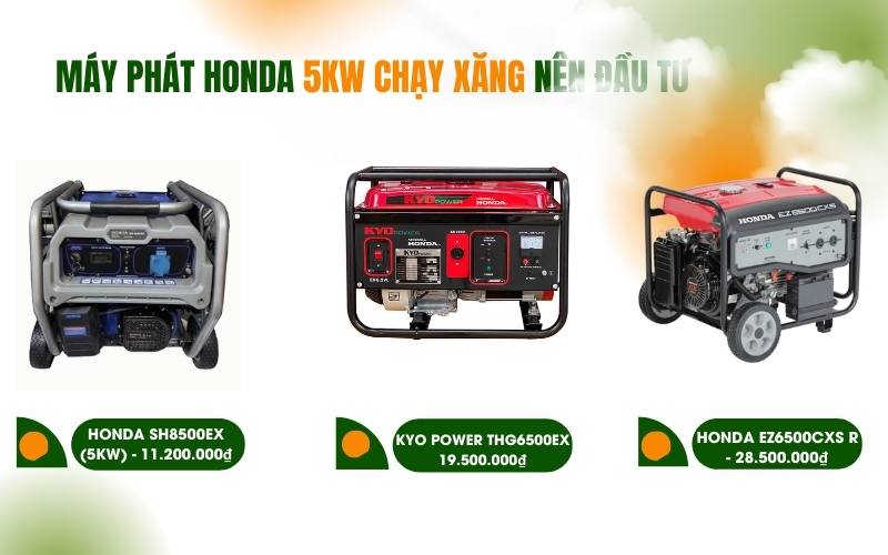 Máy phát Honda 5kw chạy xăng nên đầu tư