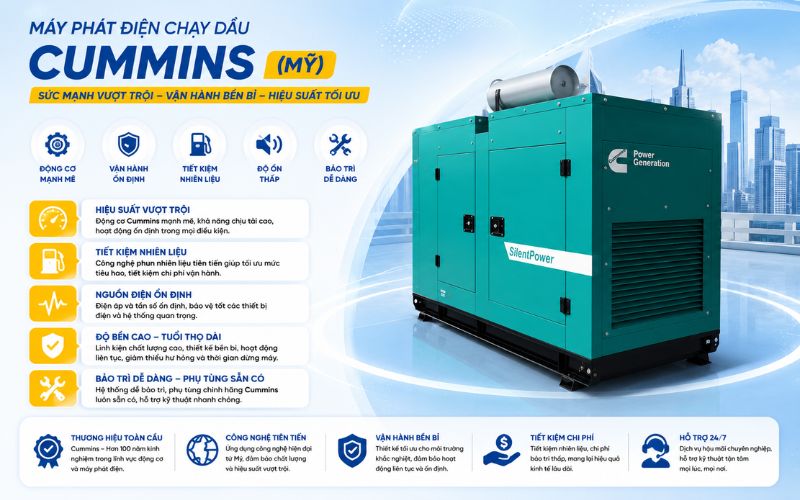 Máy phát điện chạy dầu Cummins (Mỹ)