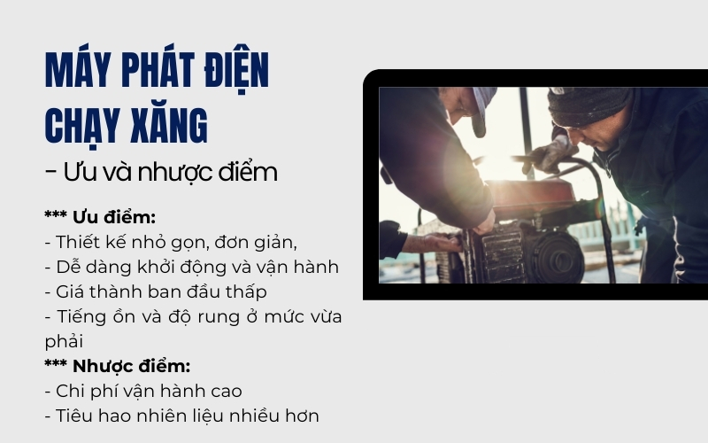 Máy phát điện chạy xăng ưu và nhược điểm