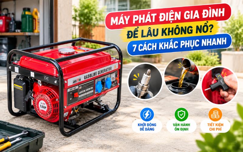 Máy phát điện gia đình để lâu không nổ? 7 cách khắc phục nhanh