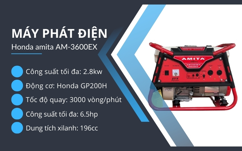 Máy phát điện honda amita AM-3600EX
