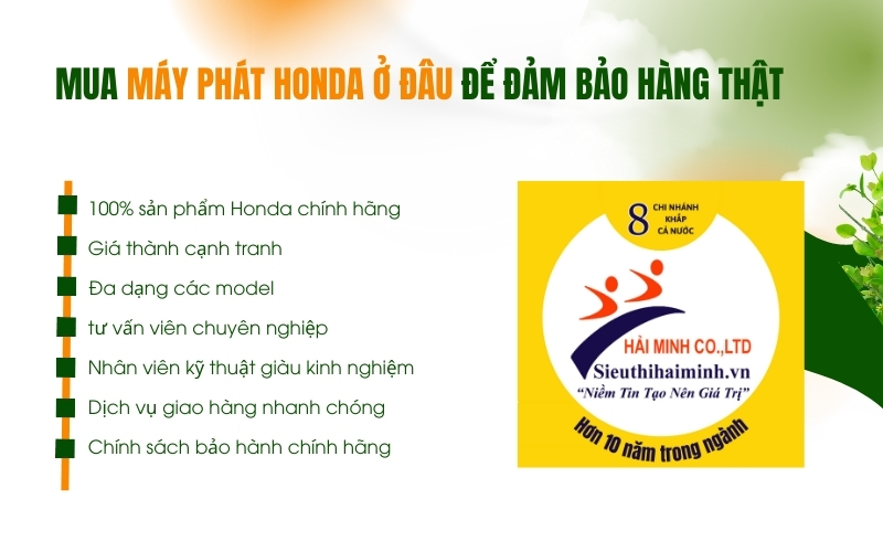 Địa chỉ bán máy phát điện Honda chính hãng 2025