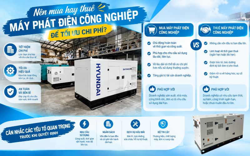Nên mua hay thuê máy phát điện công nghiệp để tối ưu chi phí