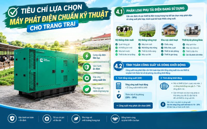  Tiêu chí lựa chọn máy phát điện chuẩn kỹ thuật cho trang trại