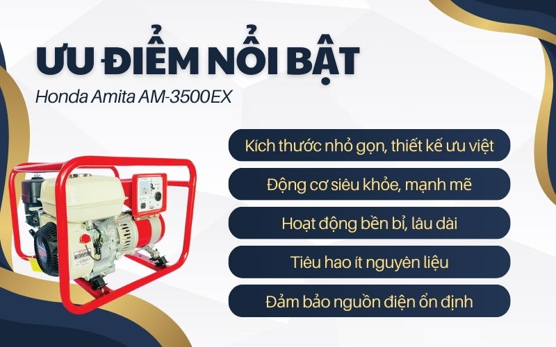 Ưu điểm nổi bật của Máy phát điện Honda AM-3500EX