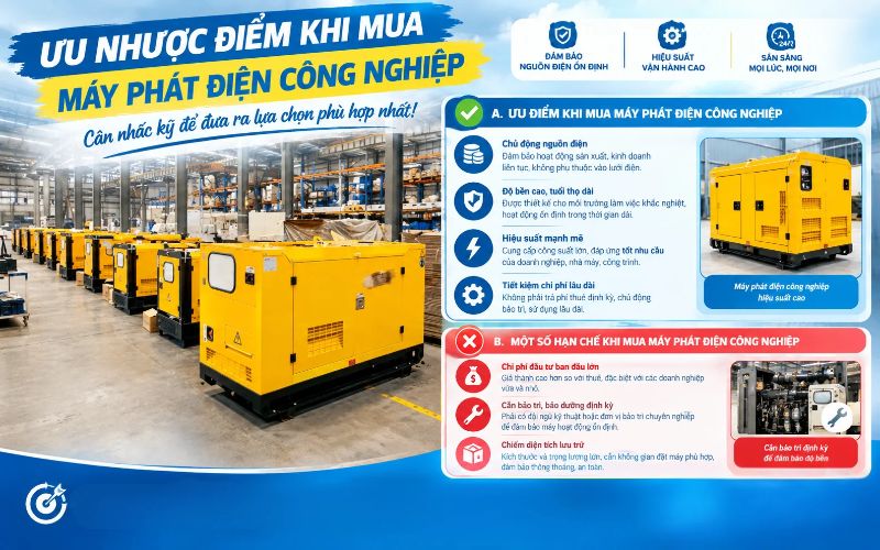 Ưu nhược điểm khi mua máy phát điện công nghiệp
