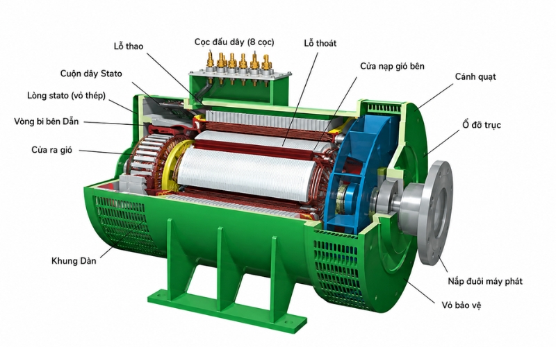 Cấu tạo của thiết bị phát điện xoay chiều