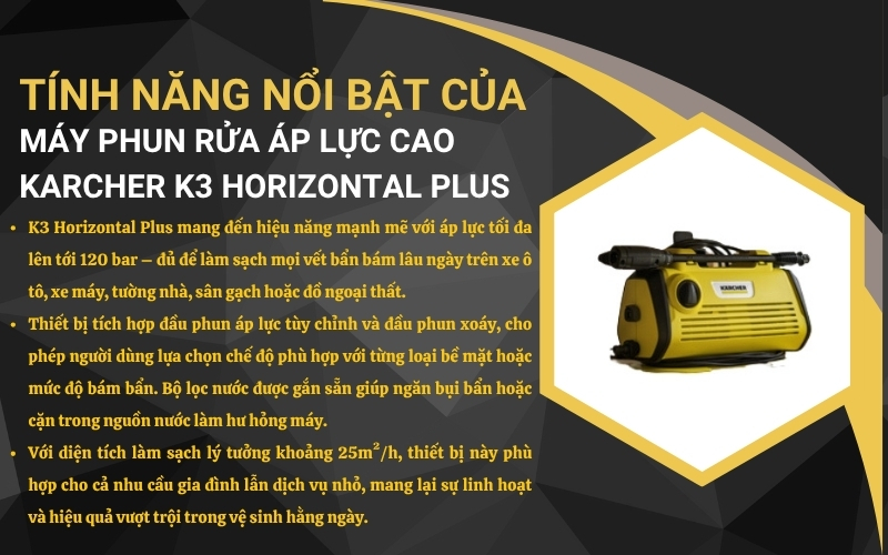 Tính năng nổi bật của Máy phun rửa áp lực cao K3 Horizontal Plus