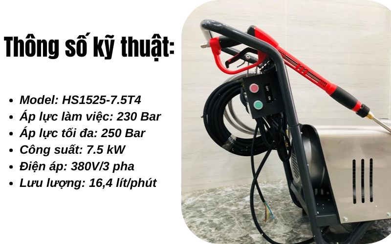 Máy phun rửa áp lực cao Hoshi HS1525-7.5T4