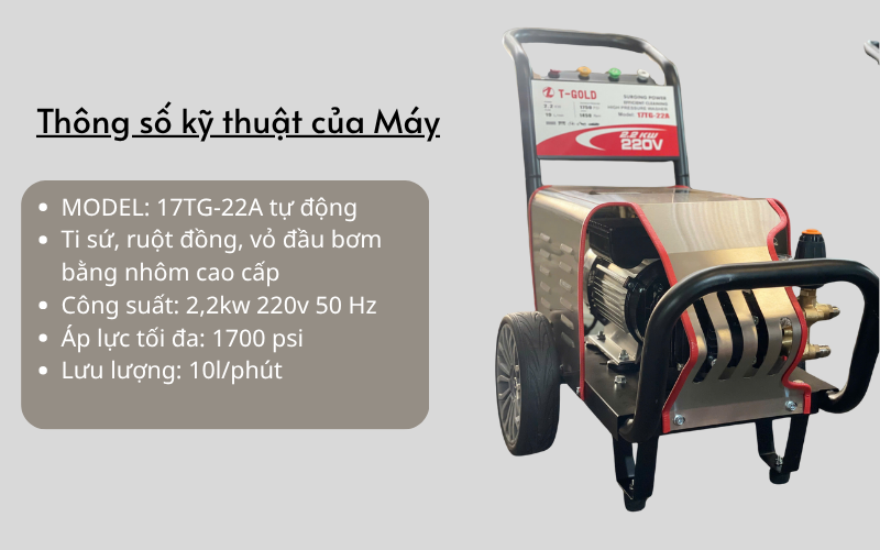 Máy phun rửa áp lực cao T-Gold 17TG-22A tự động