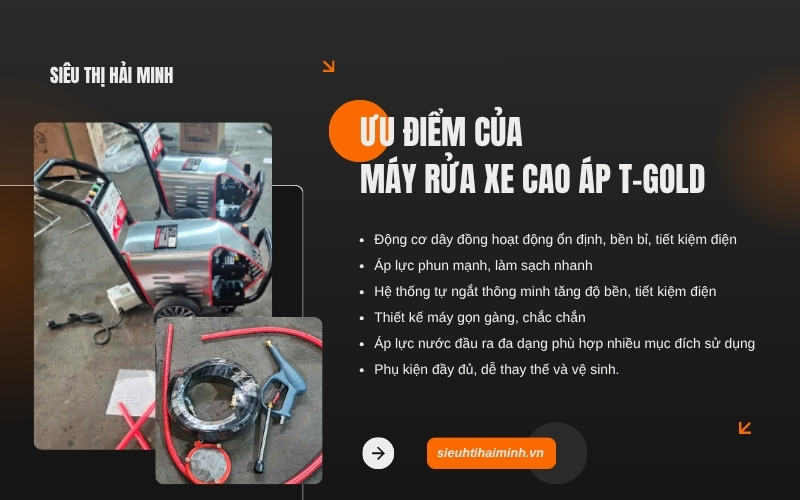 Ưu điểm và ứng dụng của máy rửa xe cao áp T-Gold