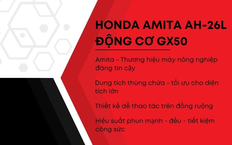 Một vài đặc điểm ưu việt của máy phun hạt (phân) Honda AMITA AH-26L động cơ gx50