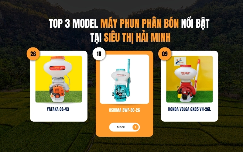Top 3 model máy phun phân bón nổi bật tại Siêu thị Hải Minh