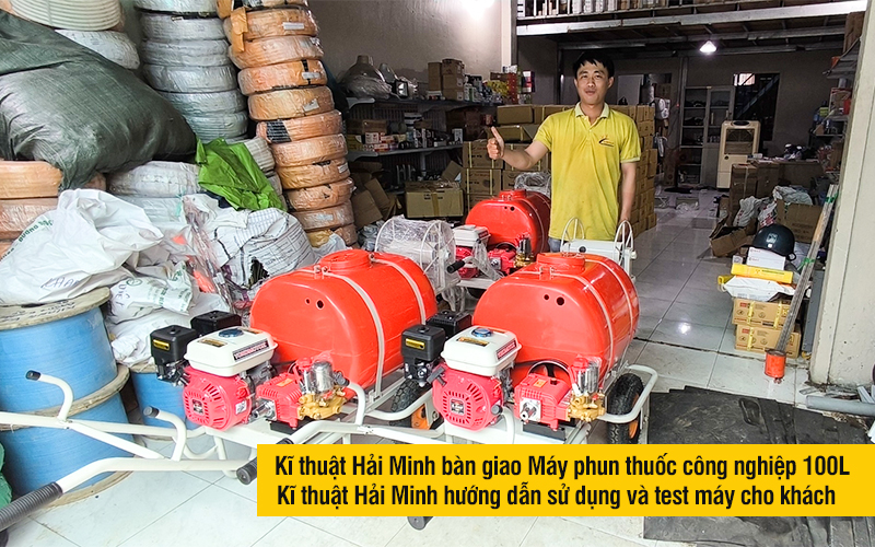 Kĩ thuật Hải Minh bàn giao Máy phun thuốc công nghiệp 100L