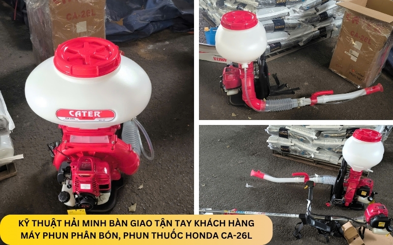 Kỹ thuật Hải Minh bàn giao Máy phun phân bón, phun thuốc Honda CA-26L