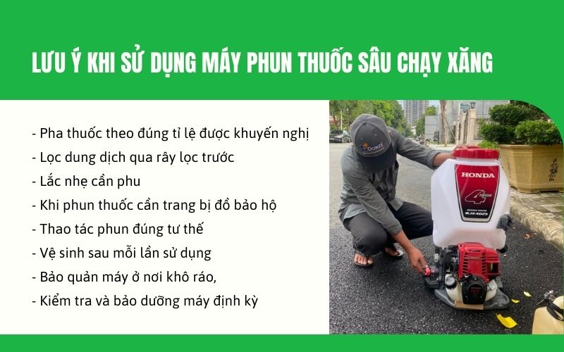 Lưu ý khi sử dụng máy phun thuốc sâu chạy xăng