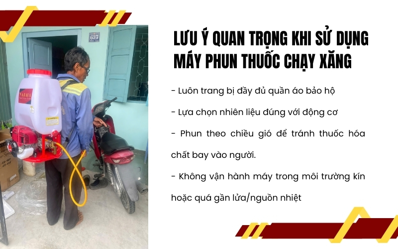 Lưu ý quan trọng khi sử dụng máy phun thuốc chạy xăng