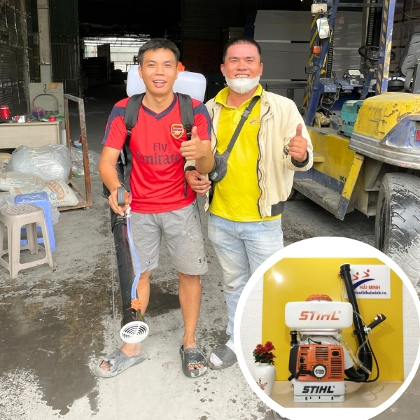 bàn giao máy phun thuốc Stihl SR-5600 cho khách