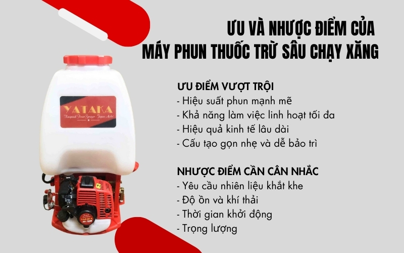 Ưu và nhược điểm của máy phun thuốc trừ sâu chạy xăng