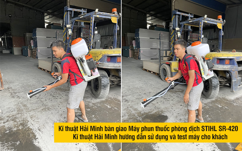 kĩ thuật hải minh bàn giao Máy phun thuốc phòng dịch STIHL SR-420