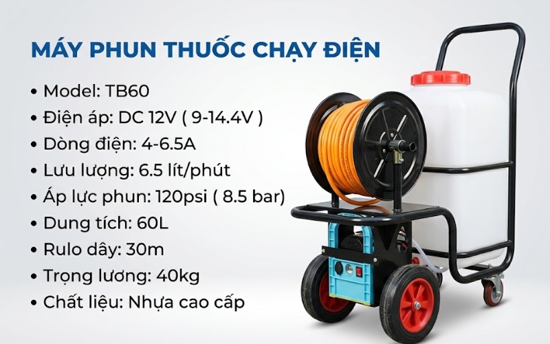 Thông số của Máy phun thuốc chạy điện TB-60L