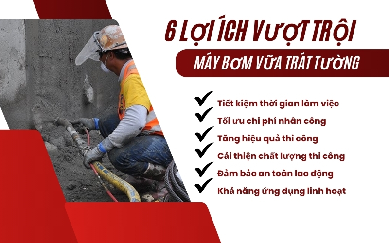6 lợi ích vượt trội của máy bơm vữa trát tường