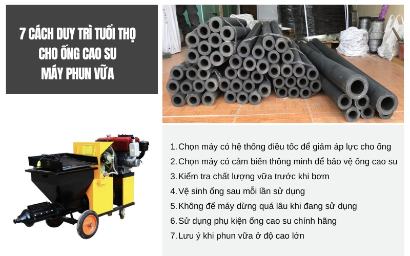 7 cách Duy Trì Tuổi Thọ Cho Ống Cao Su Máy Phun Vữa Trát Tường