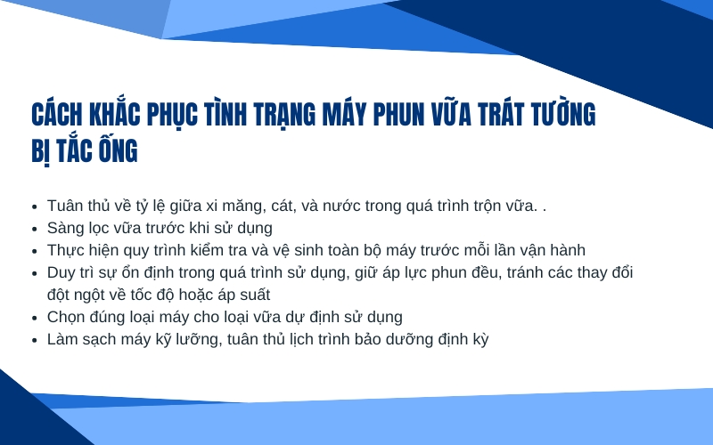 Cách khắc phục tình trạng máy phun vữa trát tường bị tắc ống