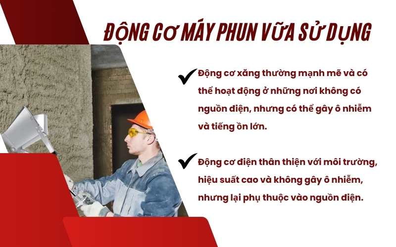 Động cơ máy phun vữa sử dụng