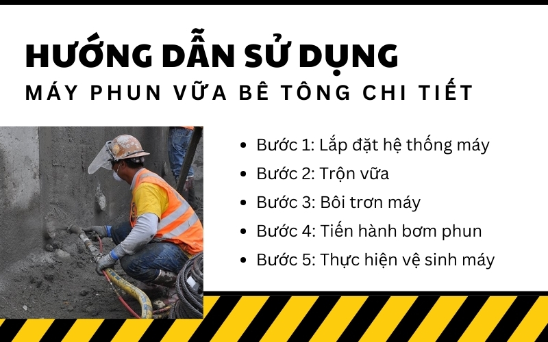 Hướng dẫn sử dụng máy phun vữa bê tông chi tiết