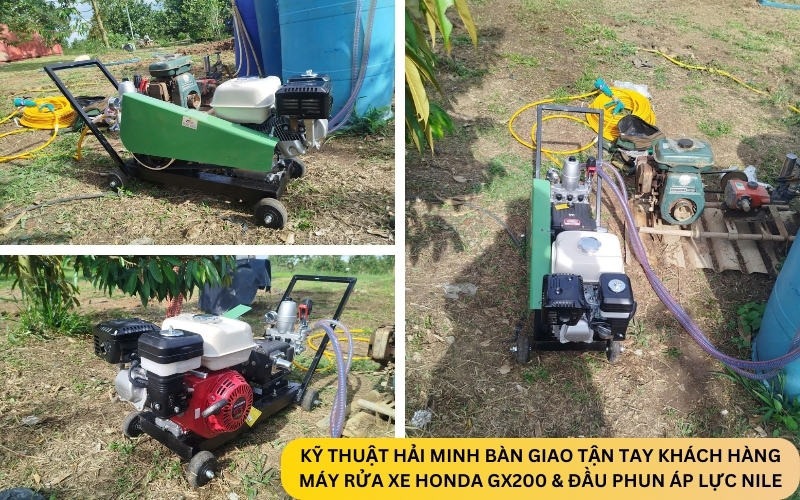 Kỹ thuật Hải Minh bàn giao Máy rửa xe Honda GX200 và Đầu phun áp lực Nile