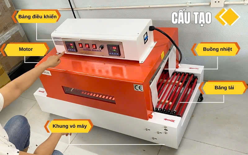 Cấu tạo của máy rút màng co bán tự động