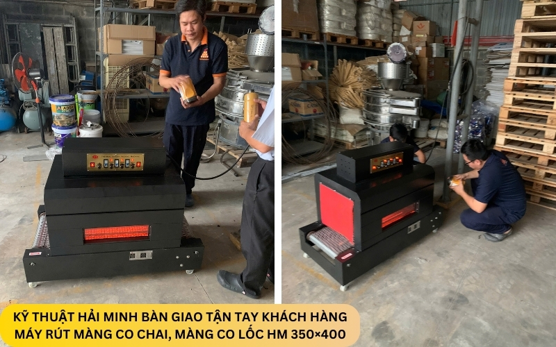 Máy rút màng co chai, màng co lốc HM 350×400