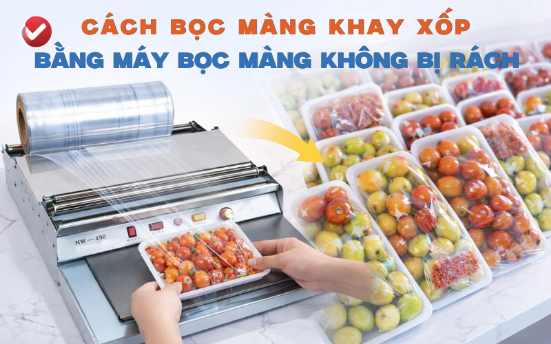 Cách bọc màng khay xốp bằng máy bọc màng không bị rách