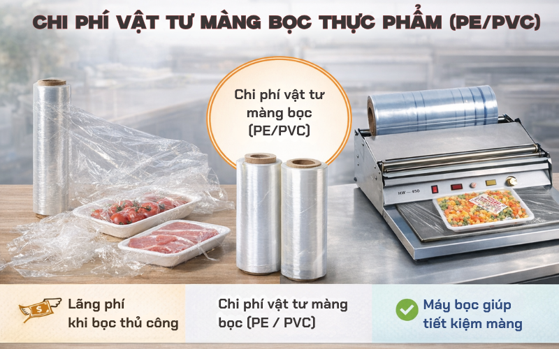 Chi phí vật tư màng bọc thực phẩm (PE/PVC)