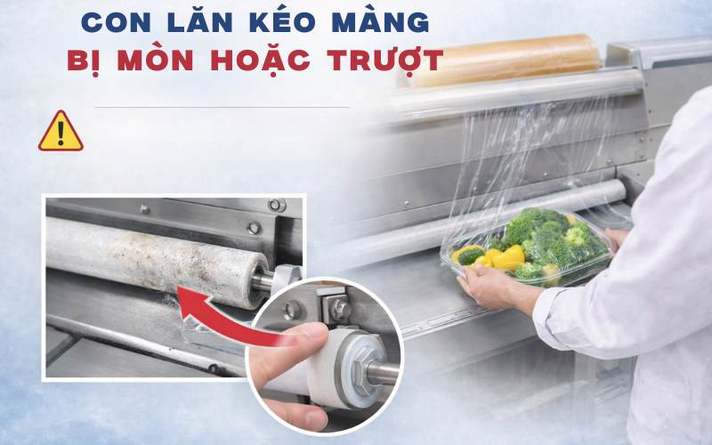 Con lăn kéo màng bị mòn hoặc trượt