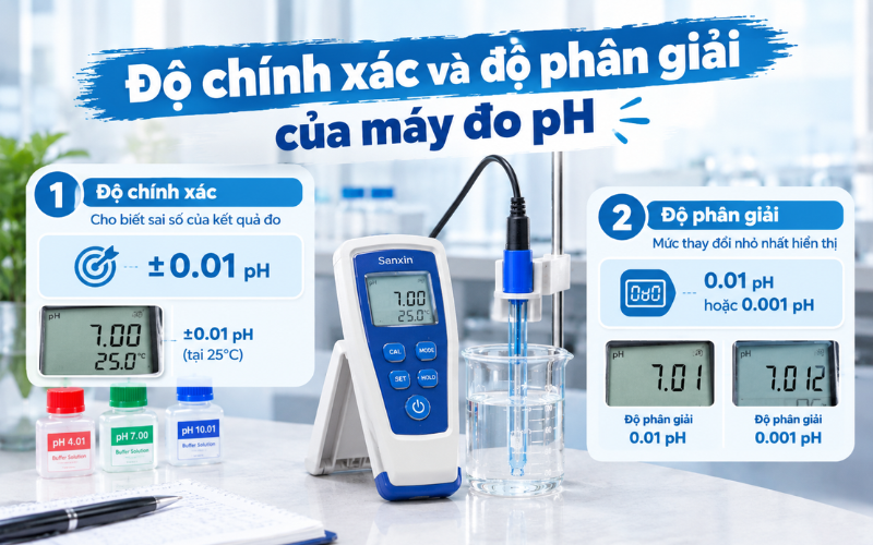 Độ chính xác và độ phân giải của máy đo pH